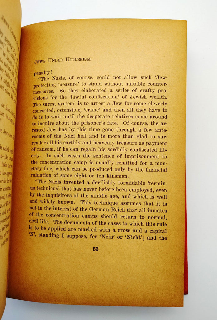 Confiscation of Jewish wealth chapter from the first edition of Jews Under Hitlerism (1943)