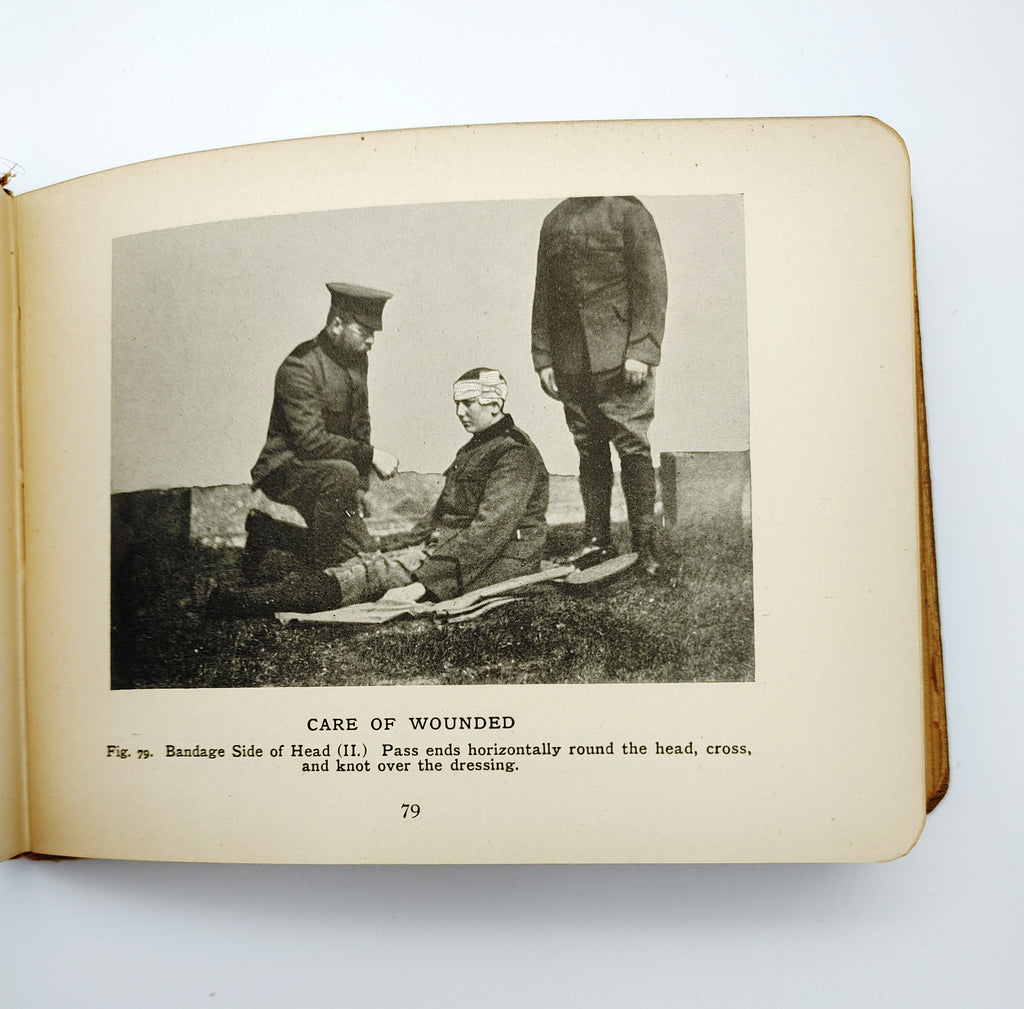 Picture of caring for the wounded from first edition of Dupuy's The Stretcher Bearer (1915)