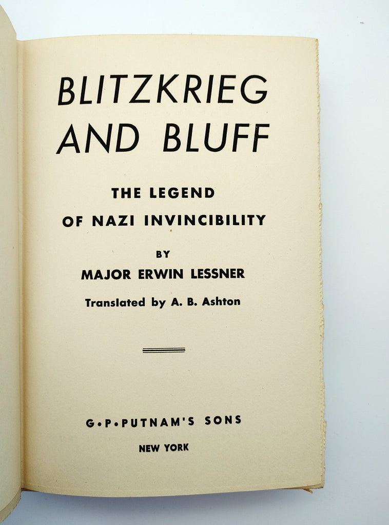 Title page of the first edition of Lessner's Blitzkrieg and Bluff (1943)
