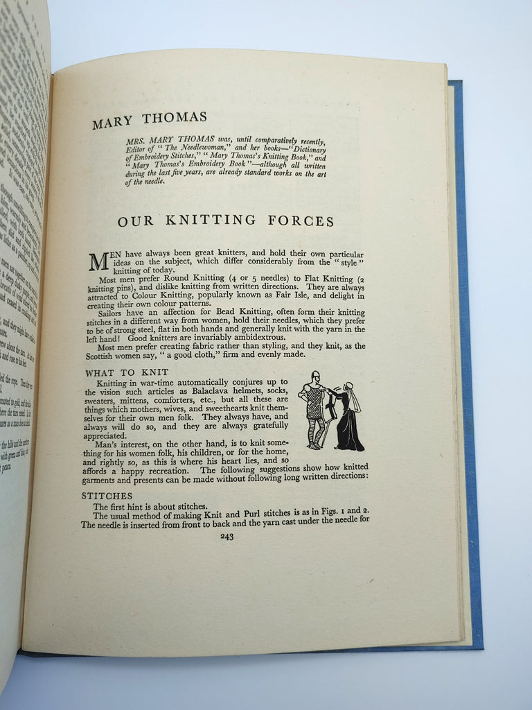 Mary Thomas essay on knitting from the first edition of The Queen's Book of the Red Cross (1939)