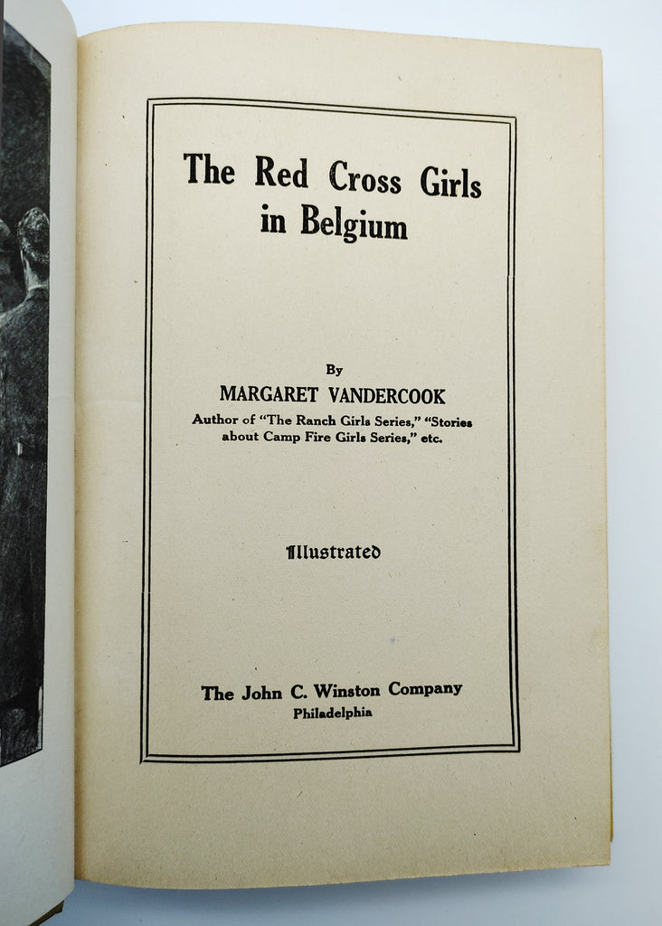 Title page of the first edition of Vandercook's The Red Cross Girls in Belgium (1916)