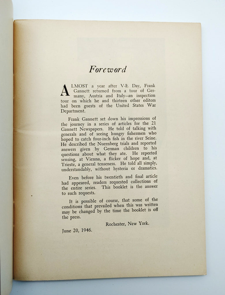 Foreword of the first edition of Gannett's The Fuse Sputters in Europe (1946)