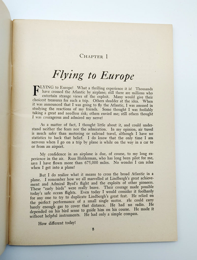 Chapter 1 Flying to Europe of the first edition of Gannett's The Fuse Sputters in Europe (1946)