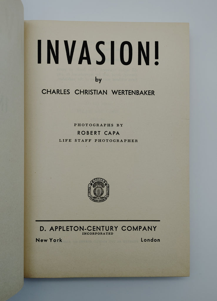 Title page of the first edition of Wertenbaker's Invasion! (1944) with photographs by Robert Capa