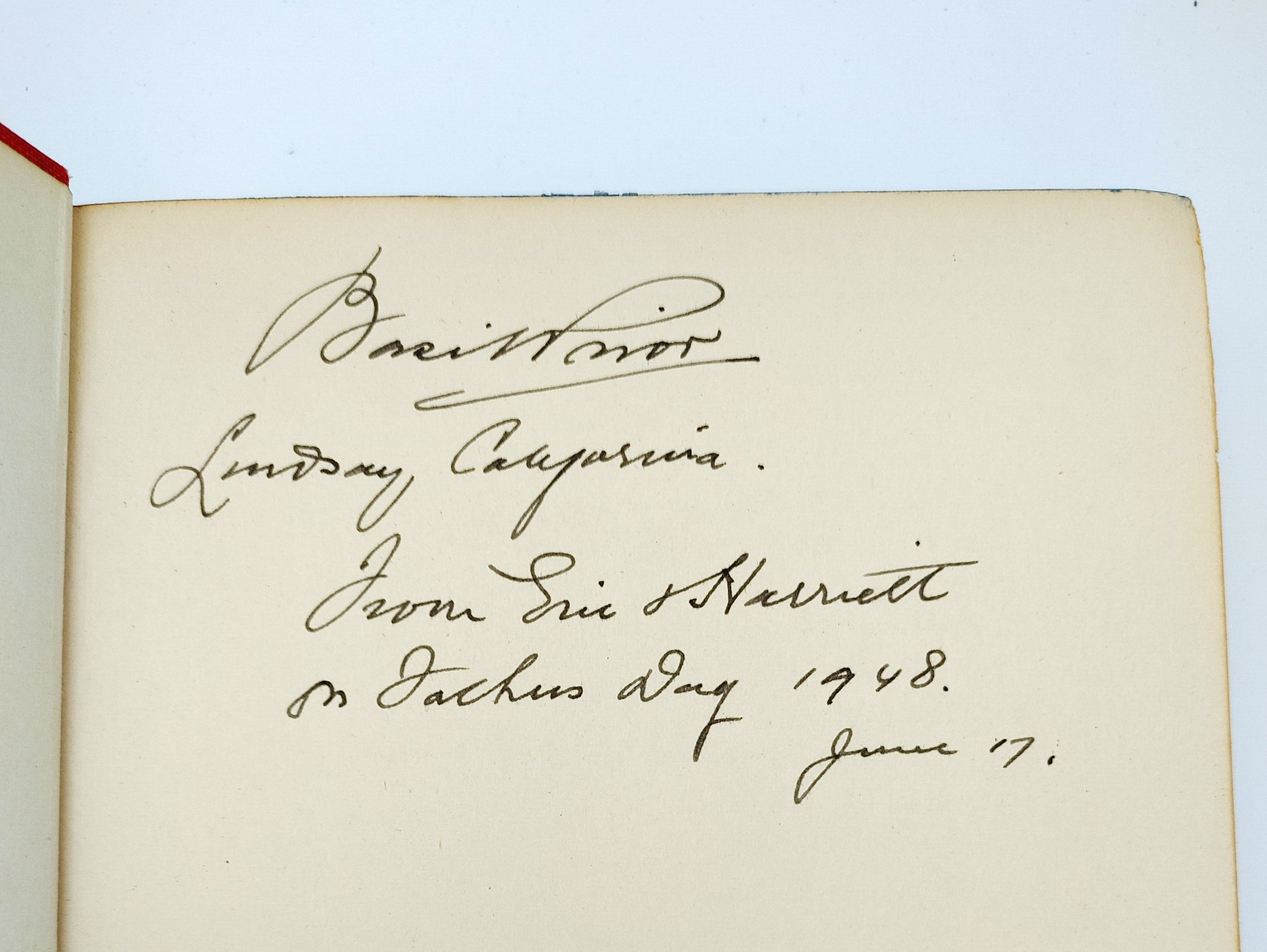 Inscription from the first edition of Robertson's I Saw England (1941)