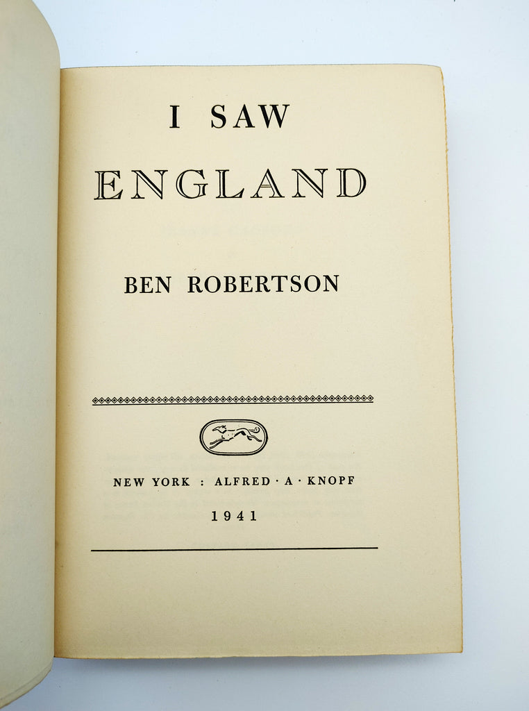 TItle page of the first edition of Robertson's I Saw England (1941)