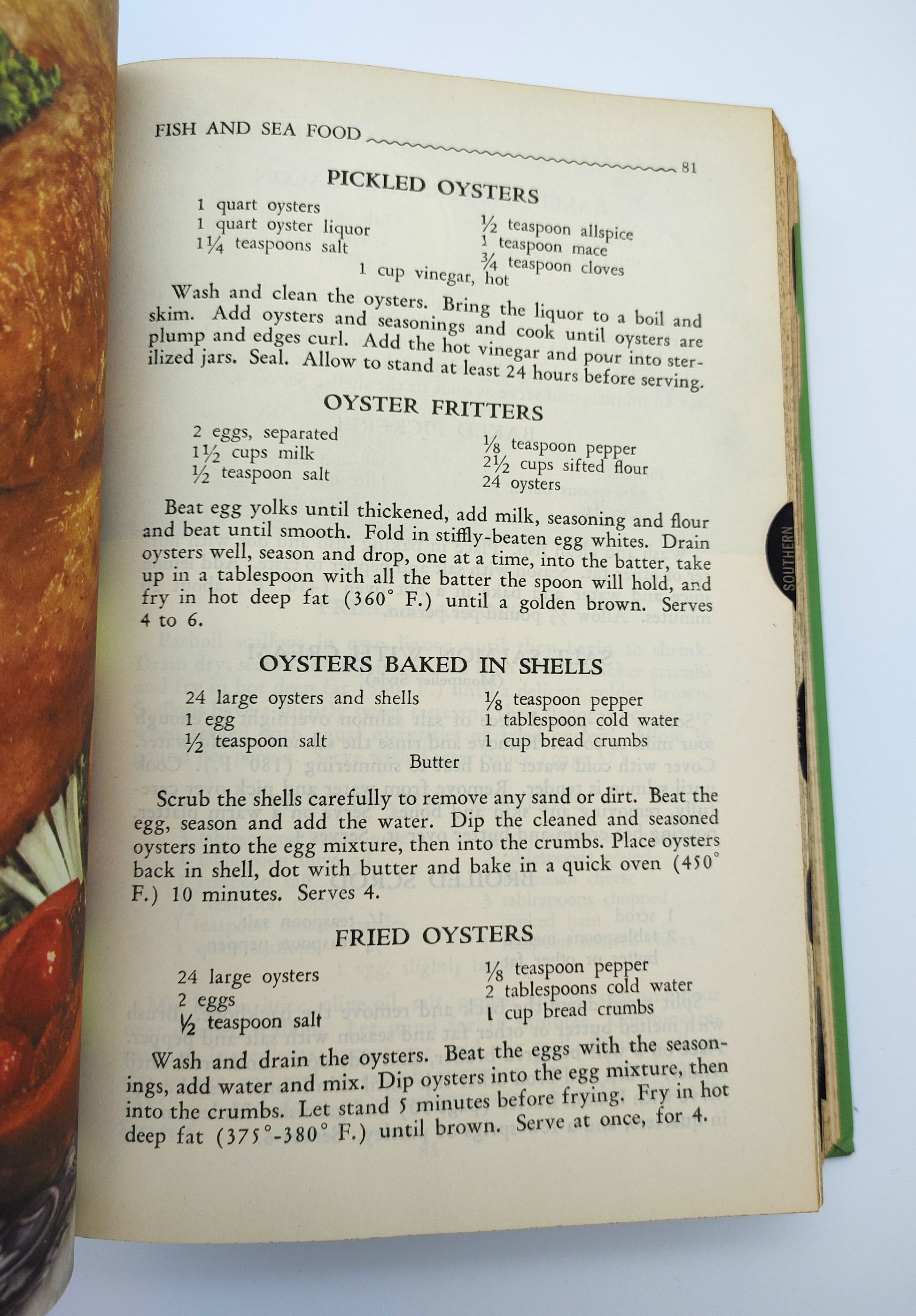 Oyster recipes from the first edition of Berolzheimer's The United States Regional Cook Book (1947)