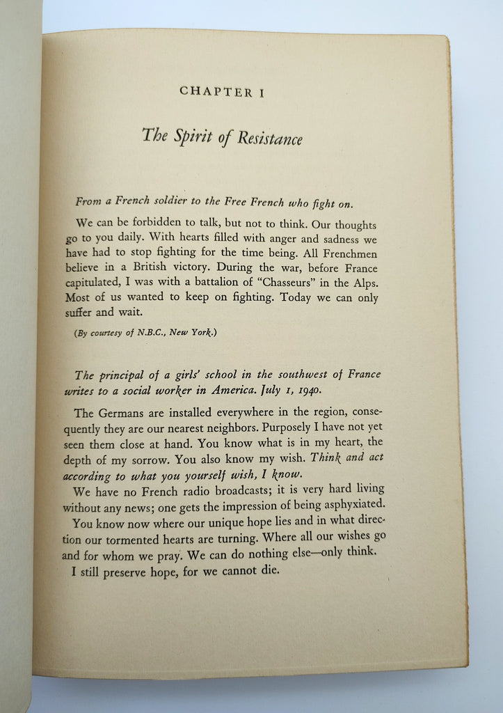 Chapter 1 of the first American edition of Curie's They Speak for a Nation: Letters from France (1941)