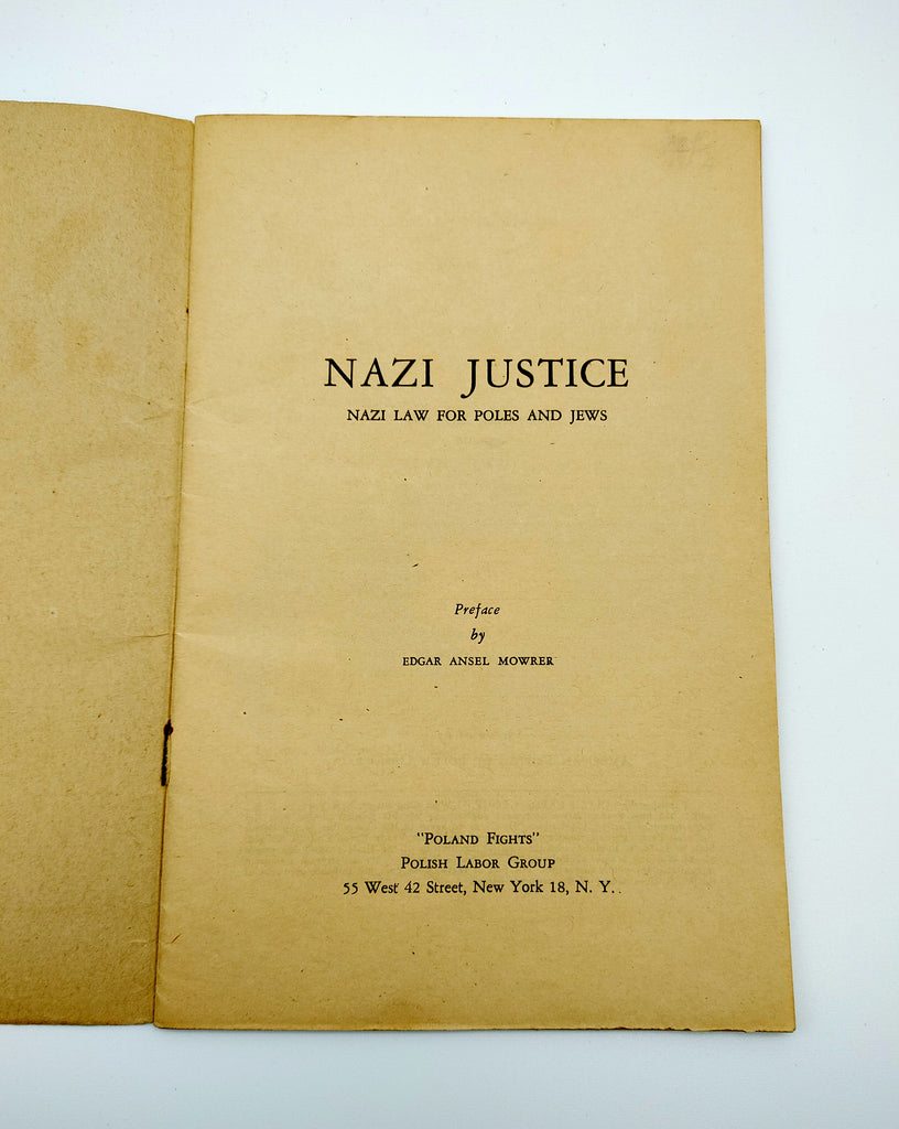 Title page of the first edition of Nazi Justice (1944)