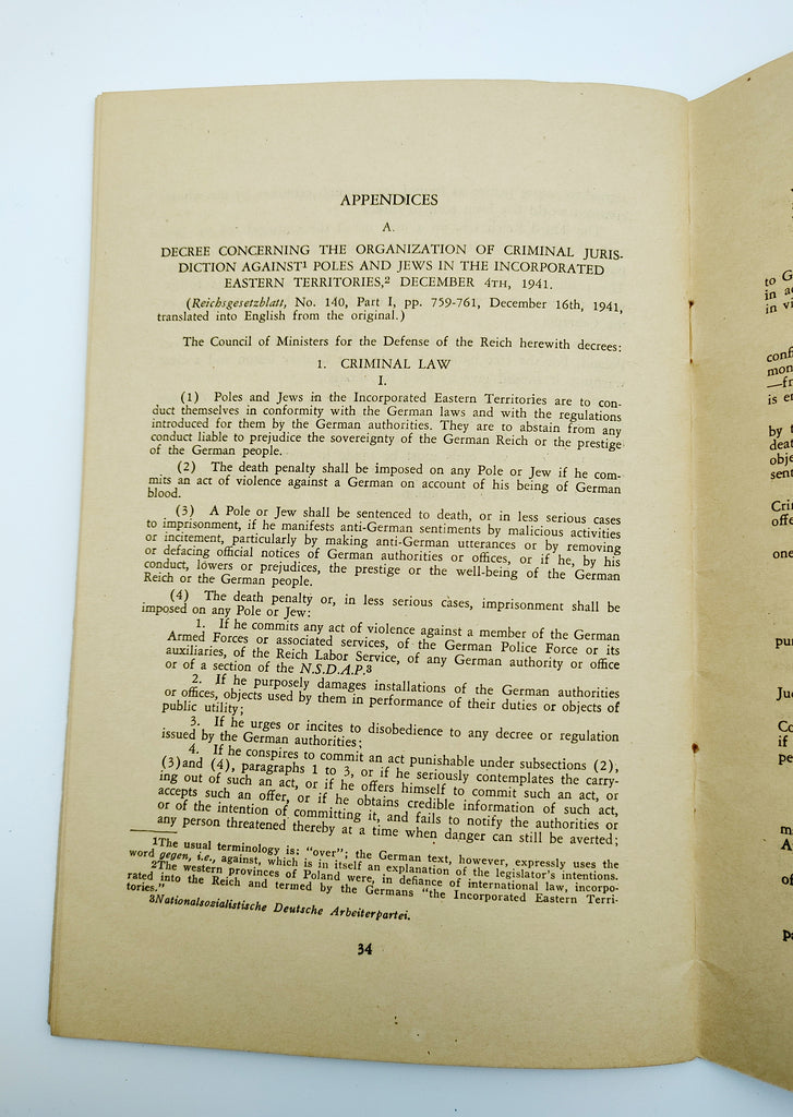 Appendices on criminal law from the first edition of Nazi Justice (1944)