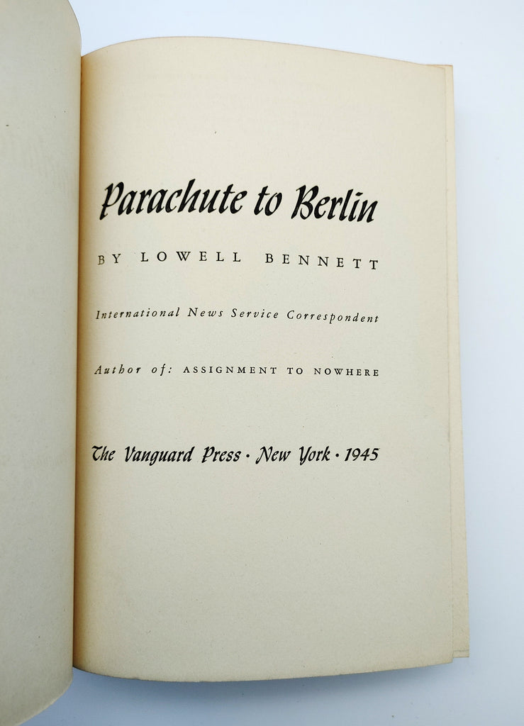 TItle page of the first edition of Bennett's Parachute to Berlin (1945)