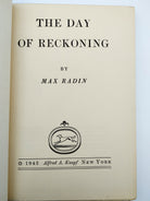 Title page of the first edition of Radin's The Day of Reckoning (1943)