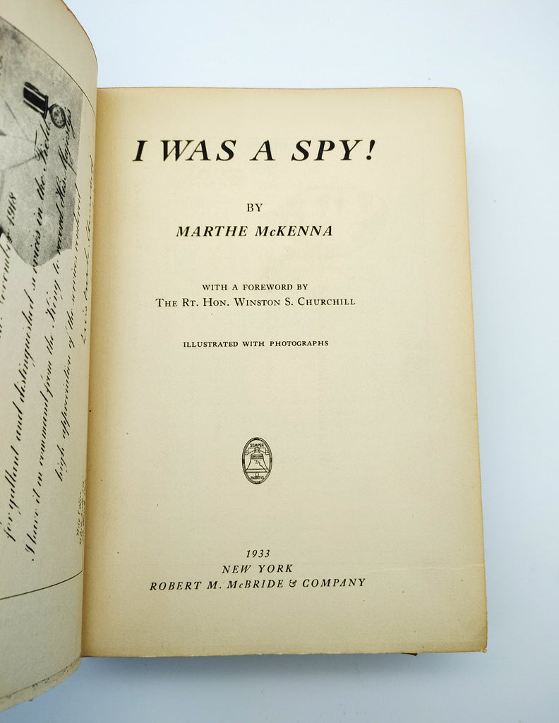 Title page of the first edition of McKenna's I Was a Spy! (1933)