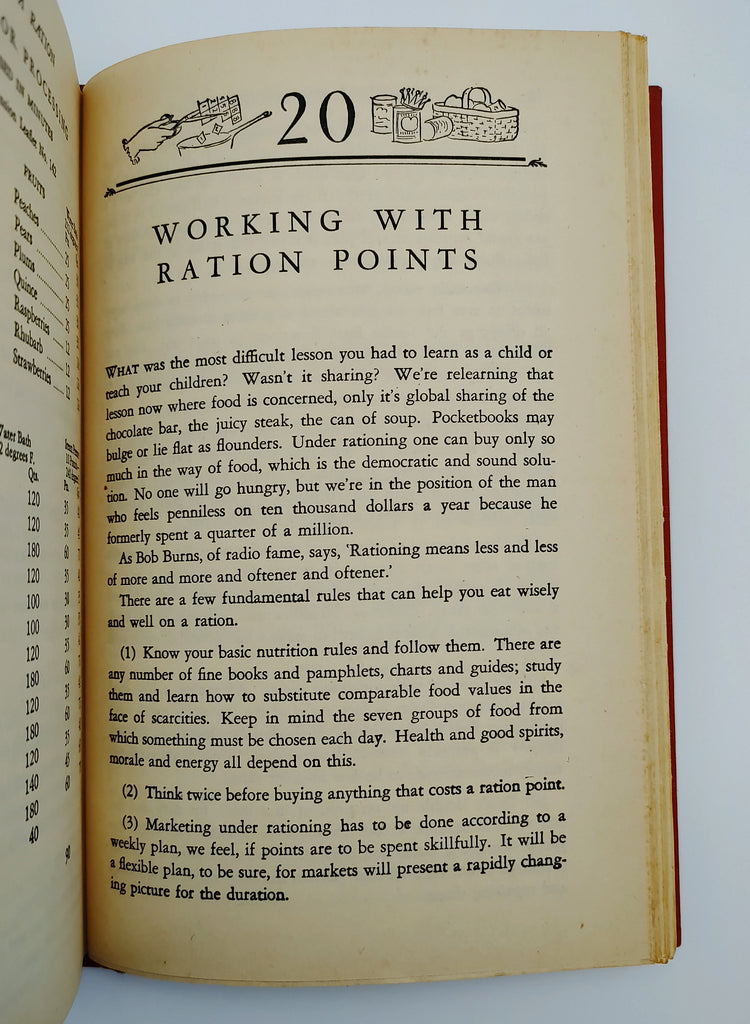 Instructions for using ration points from the first edition of Mills' Cooking on a Ration (1943)