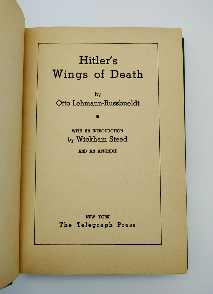 Title page of the first edition of Lehmann-Russbueldt's Hitler's Wings of Death (1936)