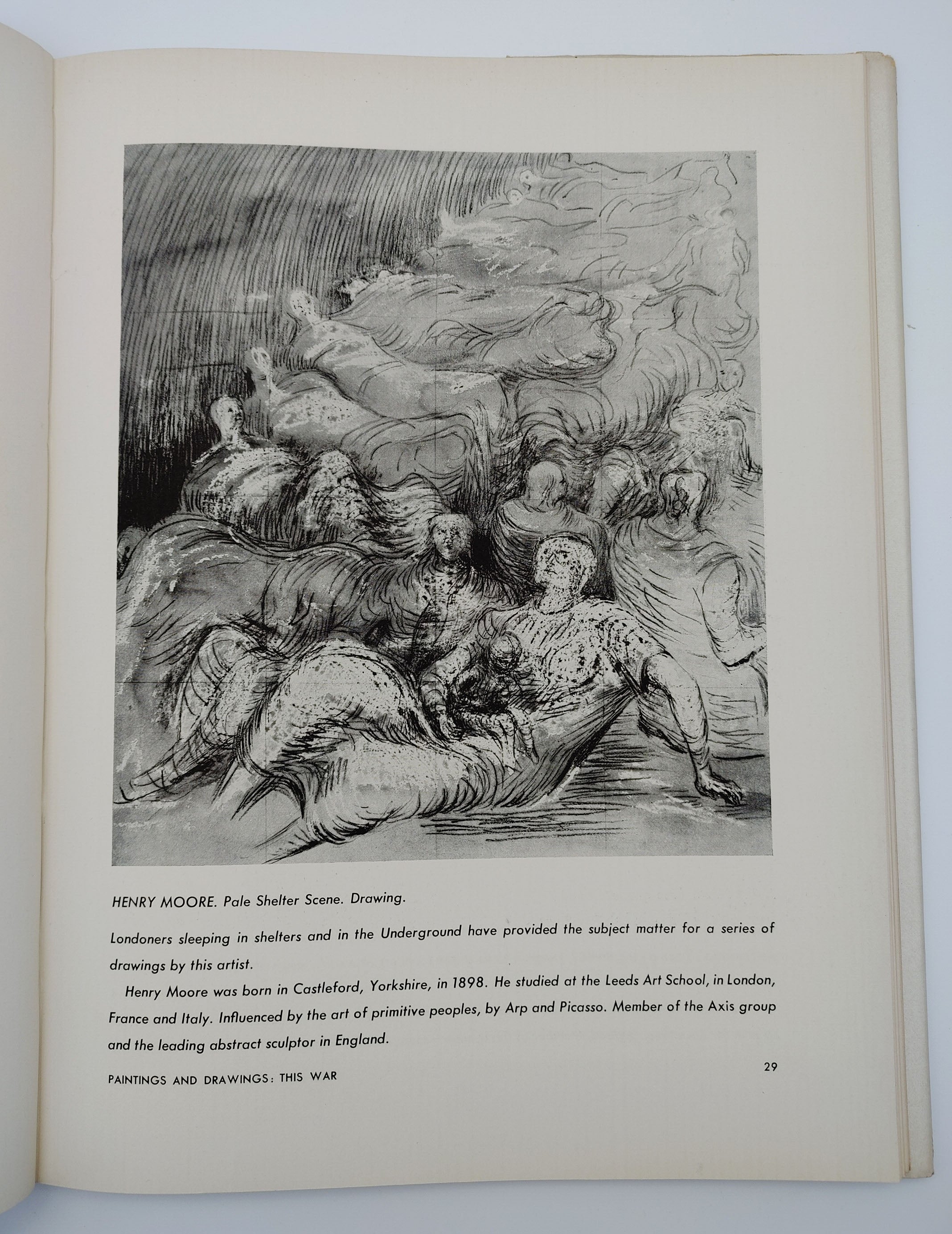 Henry Moore's drawing "Shelter Scene" from the first edition of the Museum of Modern Art's Britain at War (1941)