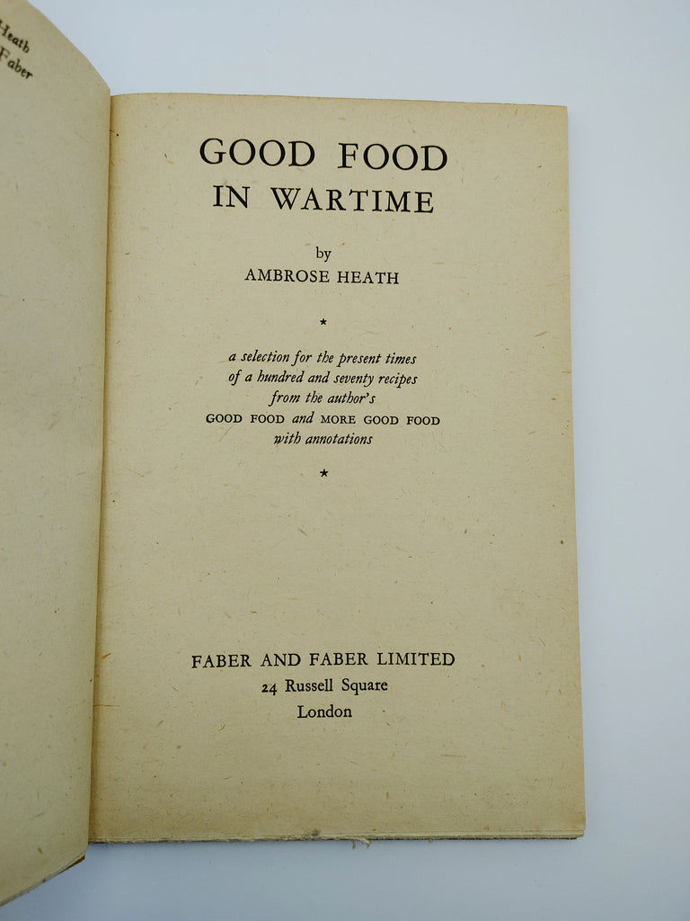 Title page of the first edition of Good Food in War Time (1942)