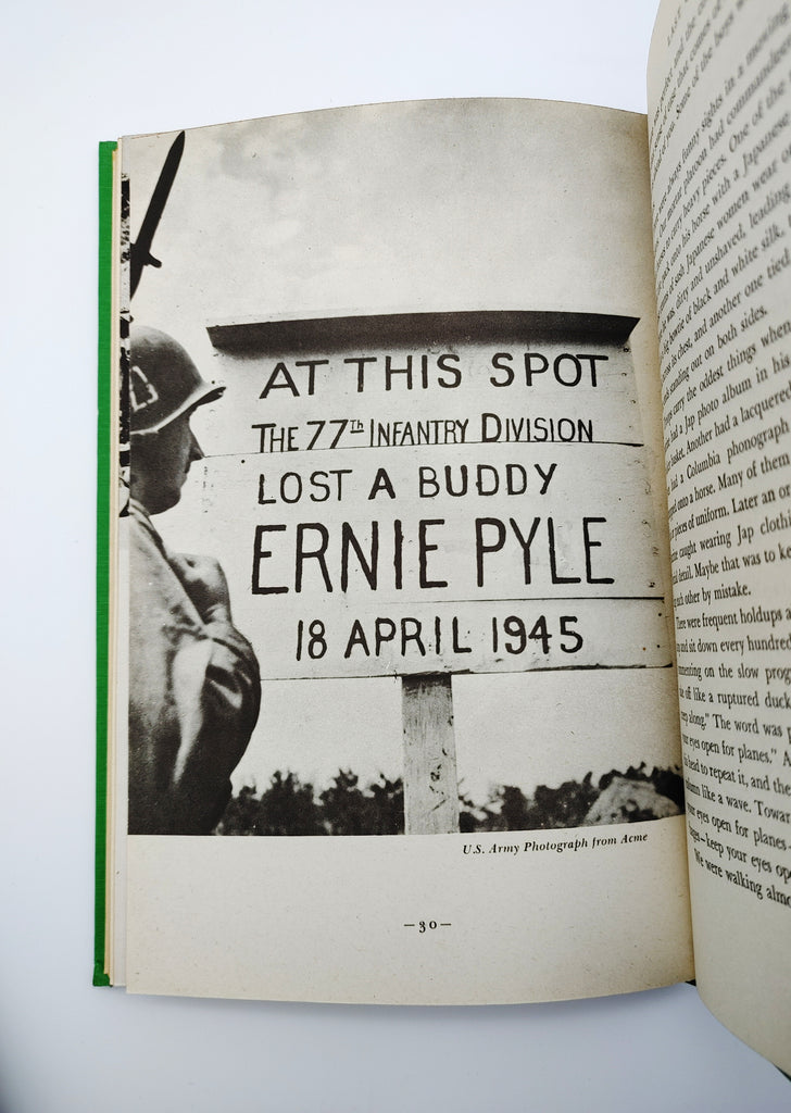 Picture of Ernie Pyle's homemade memorial on Okinawa from Pyle's Last Chapter (1946)