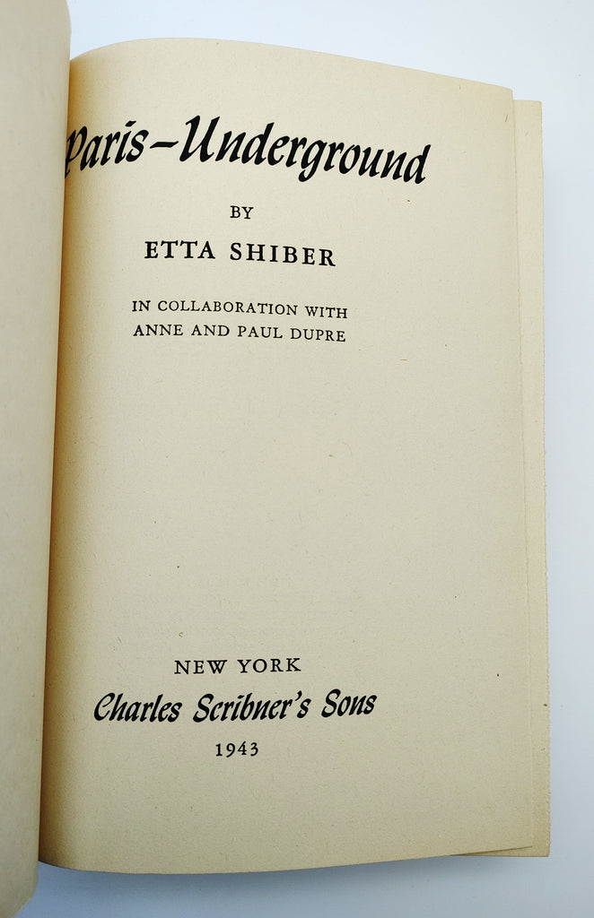 Title page of Shiber's Paris Underground (1943)