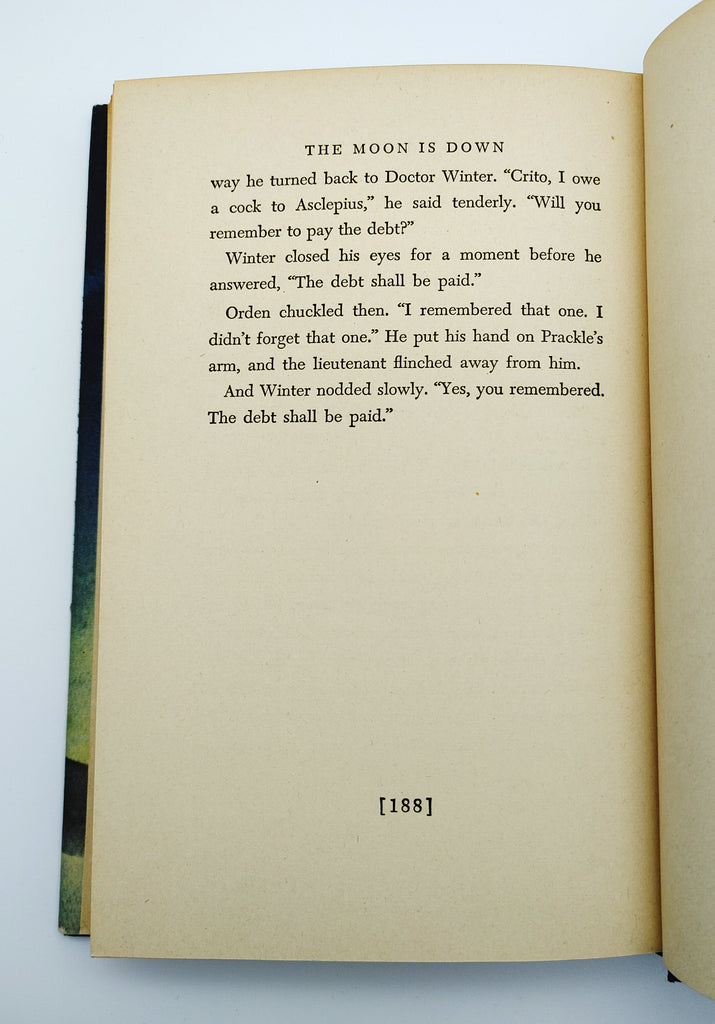 Last page of the first edition of Steinbeck's The Moon Is Down (1942)