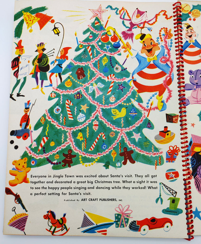 Christmas tree illustration from Leon Jason's Jingle Dingle in "Christmas Time in Jingle Town" (1953)
