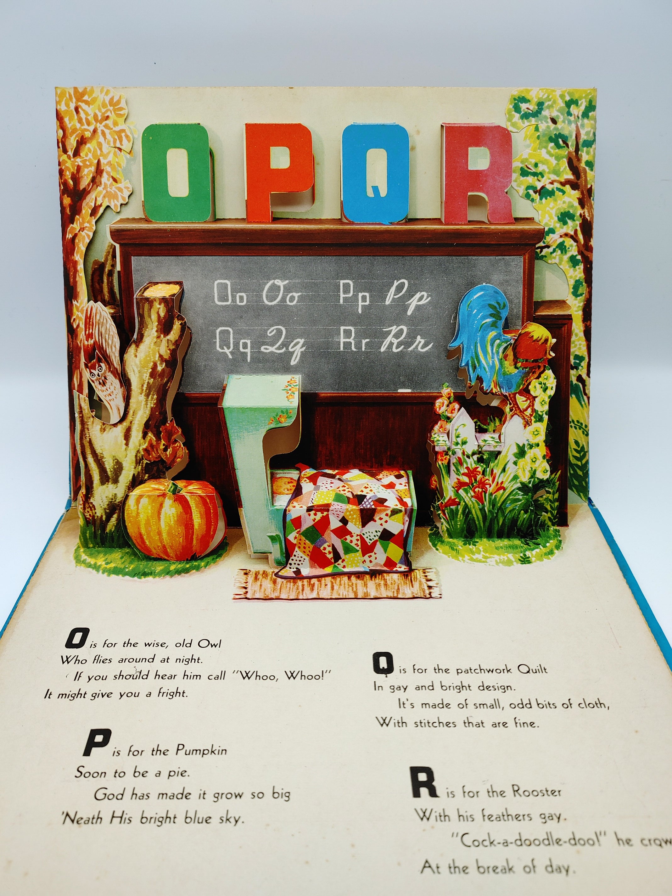 OPQR page of the First edition of Clyne's The Jolly Jump-Ups ABC Book