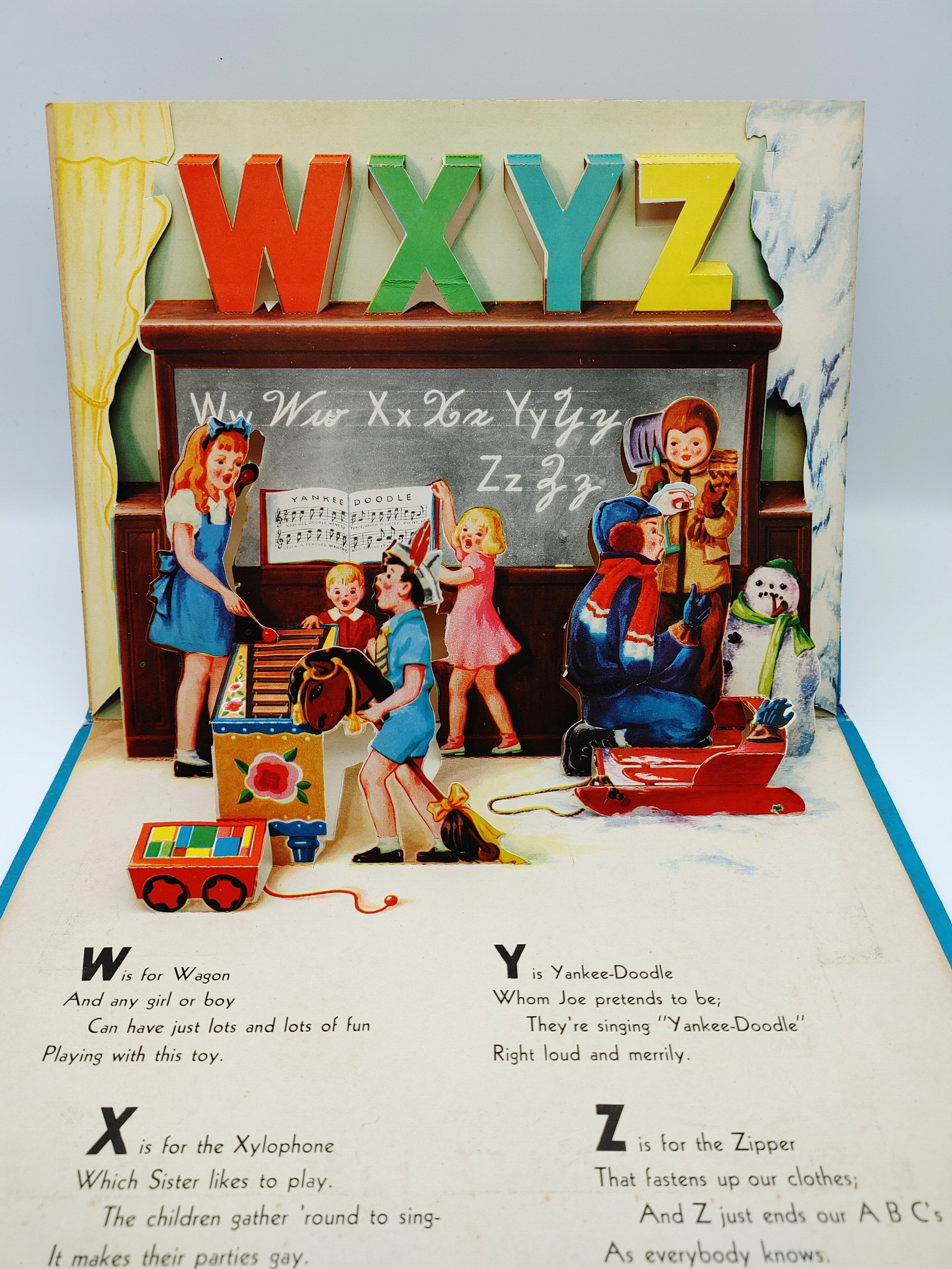 WXYZ page of the First edition of Clyne's The Jolly Jump-Ups ABC Book