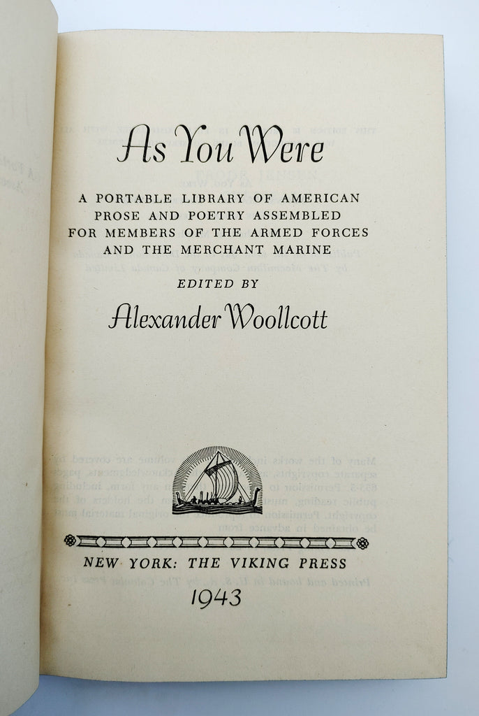 Title page of the first edition of Woollcott's As You Were (1943)