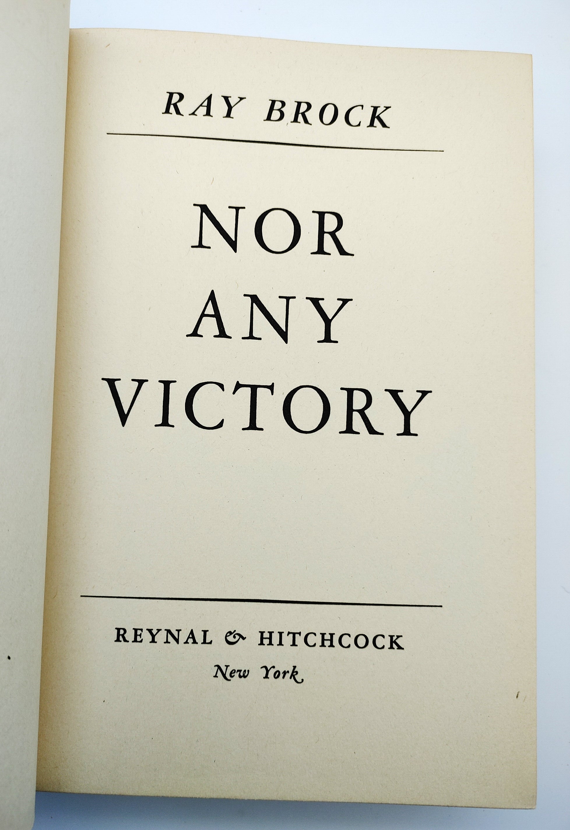 Title page of the first edition of Brock's Nor Any Victory (1942)