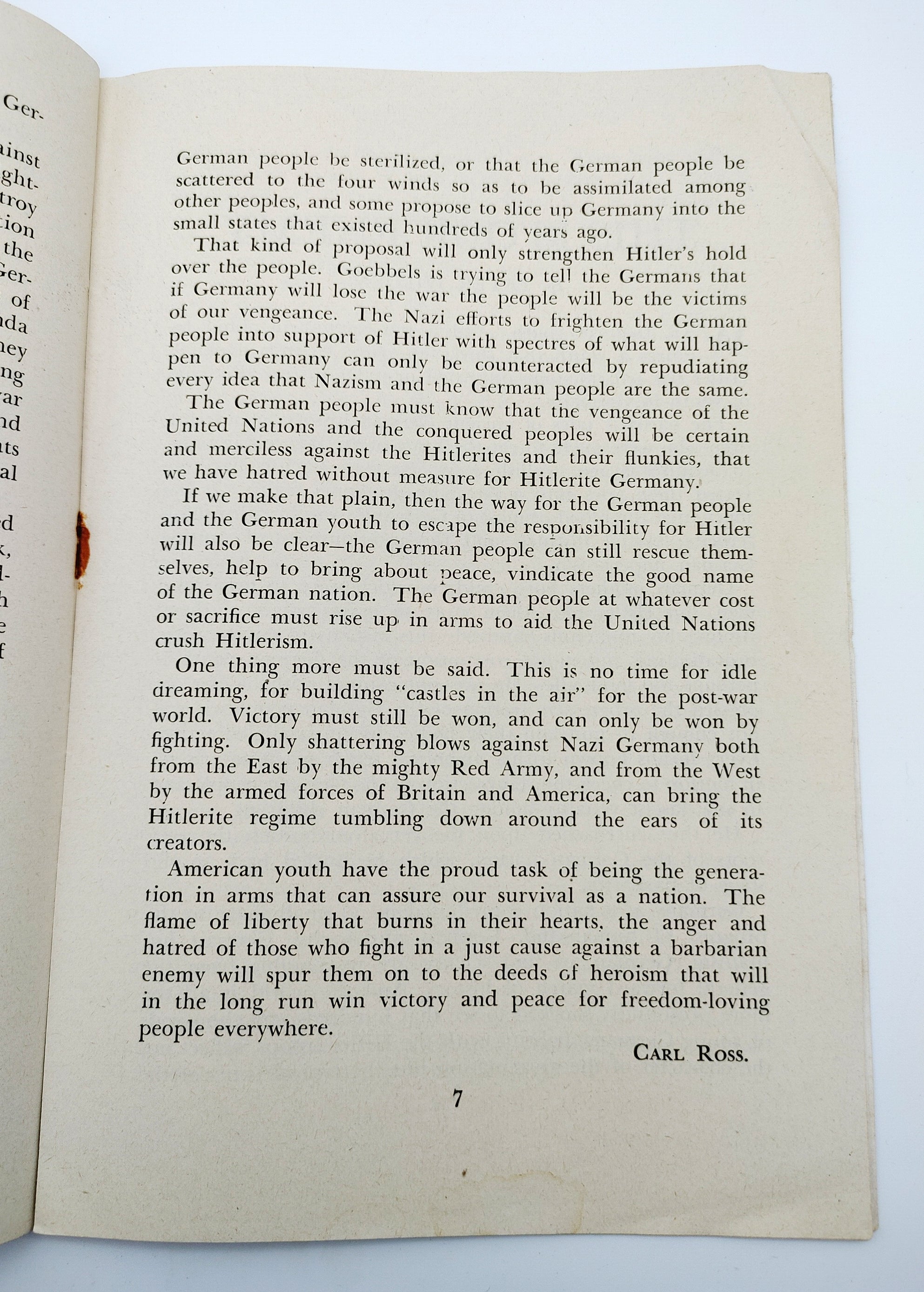 Final page of the introduction of the first edition of Peter Wieden's This Is Our Enemy (1943)