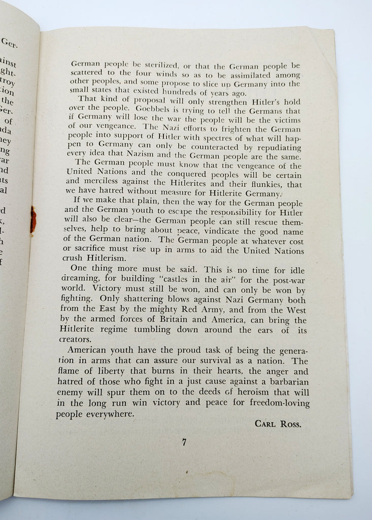 Final page of the introduction of the first edition of Peter Wieden's This Is Our Enemy (1943)
