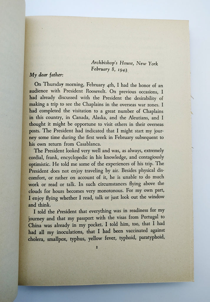 First letter from the First edition of Francis Spellman's Action This Day (1943)