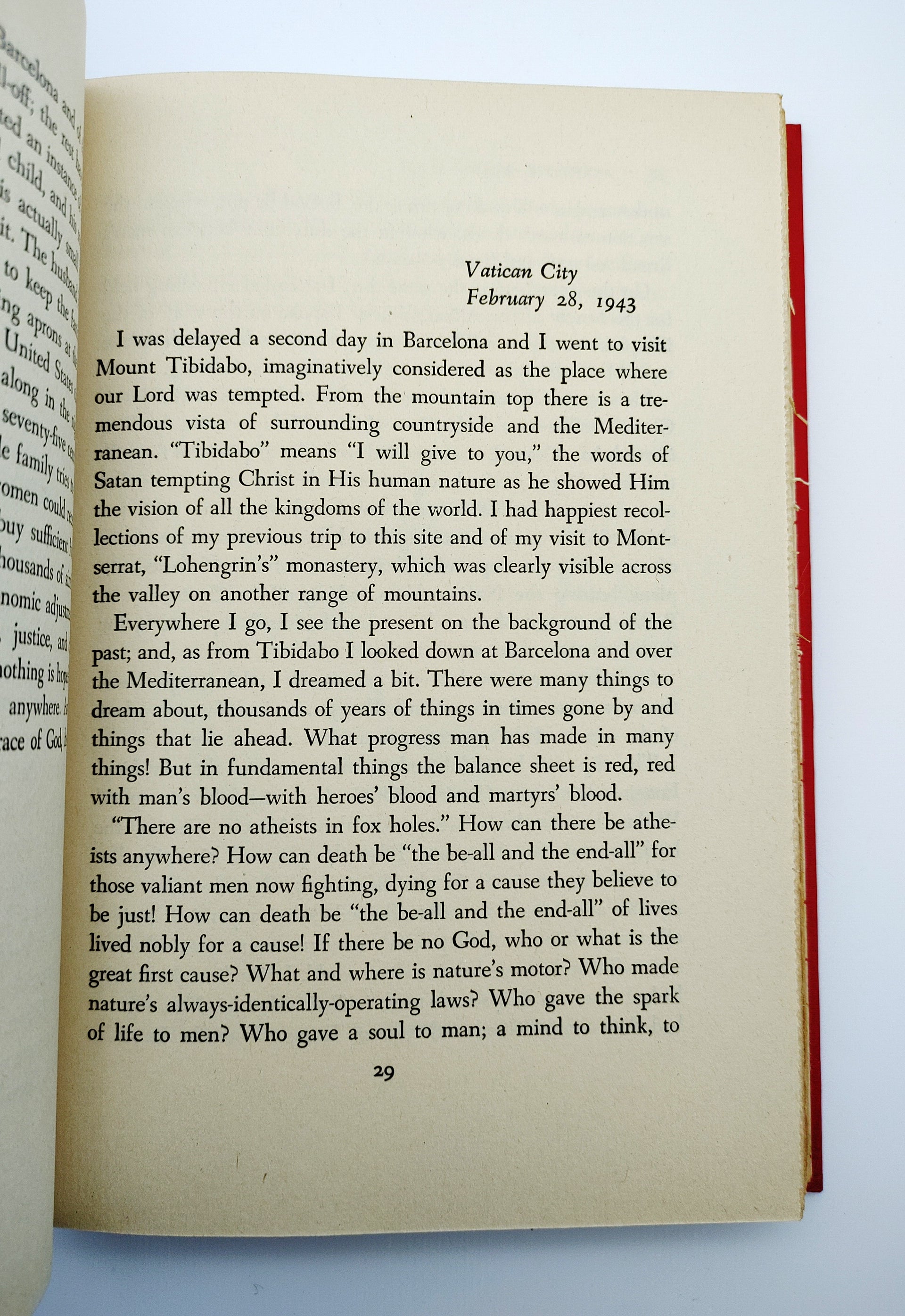 Letter from Vatican City from the First edition of Francis Spellman's Action This Day (1943)