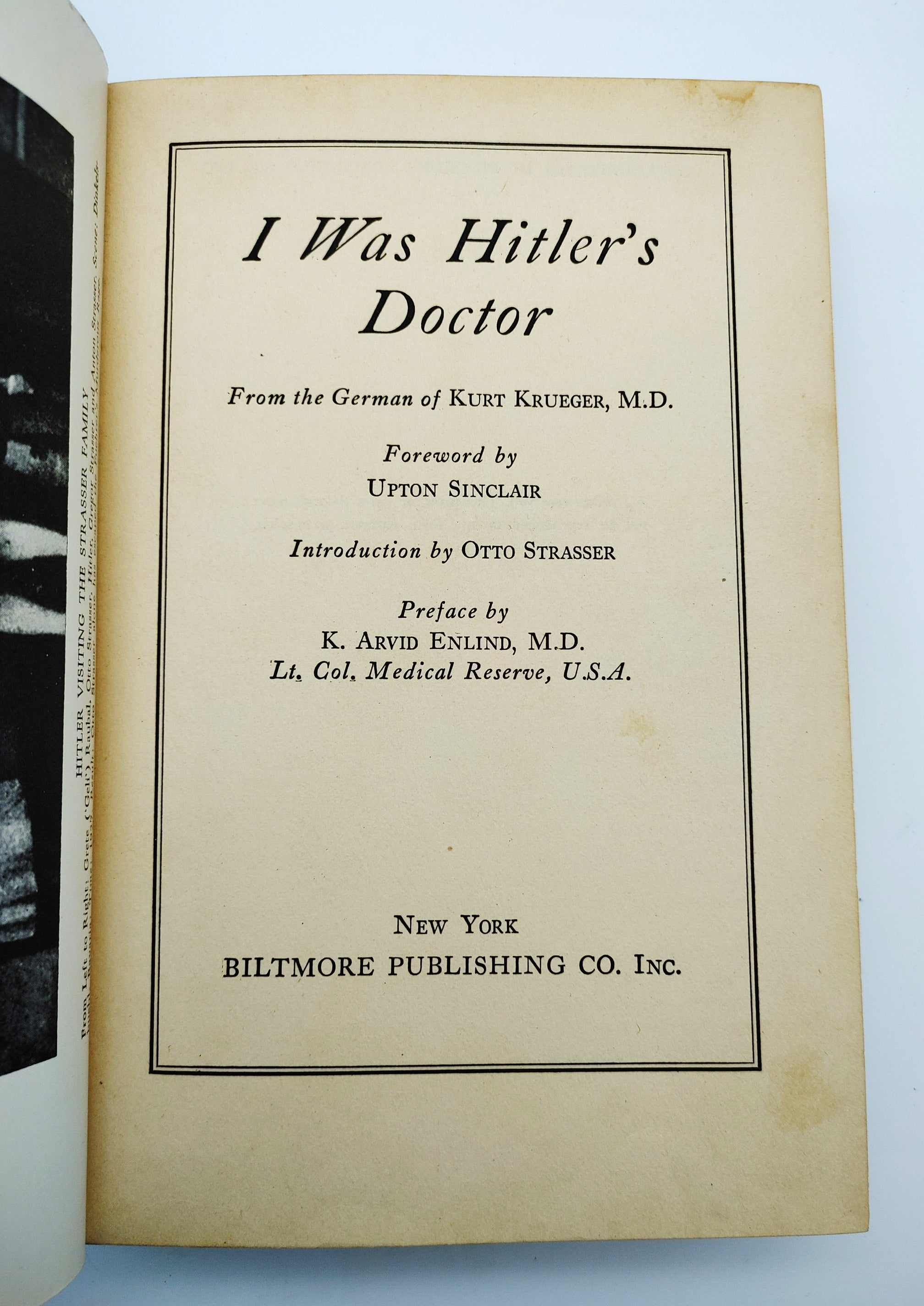 Title page of Kurt Krueger's I Was Hitler's Doctor (1943)