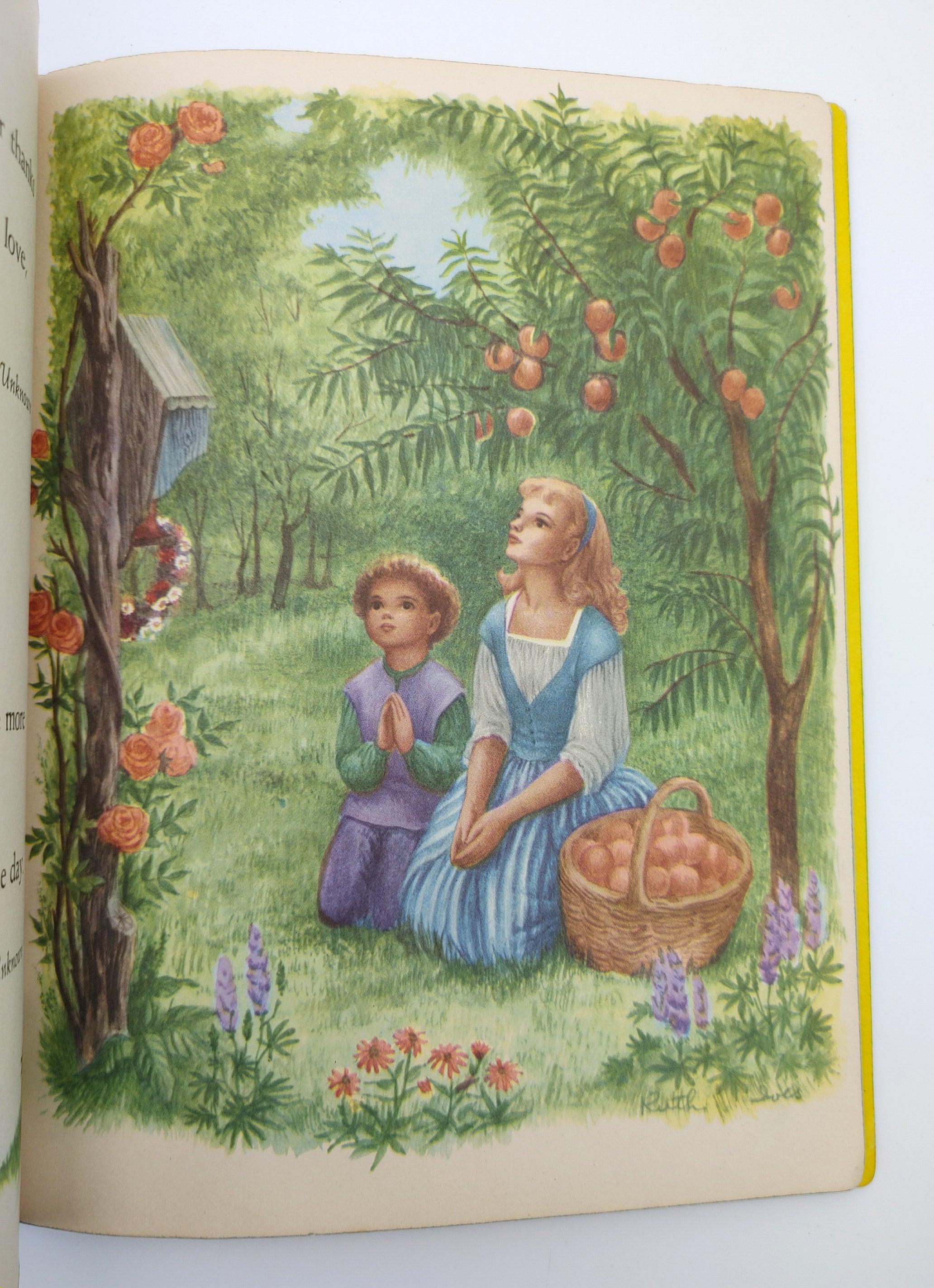 Illustration of two children praying from My First Book of Prayers (1953)