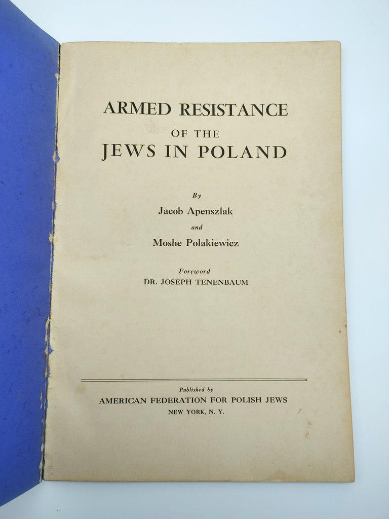 Title page of the first edition of Armed Resistance of the Jews of Poland (1944)