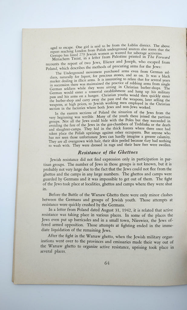 Resistance of the ghettoes from first edition of Armed Resistance of the Jews of Poland (1944)