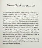 Eleanor Roosevelt's foreword from First edition of Bartusek's Happy Times in Czechoslovakia (1940)