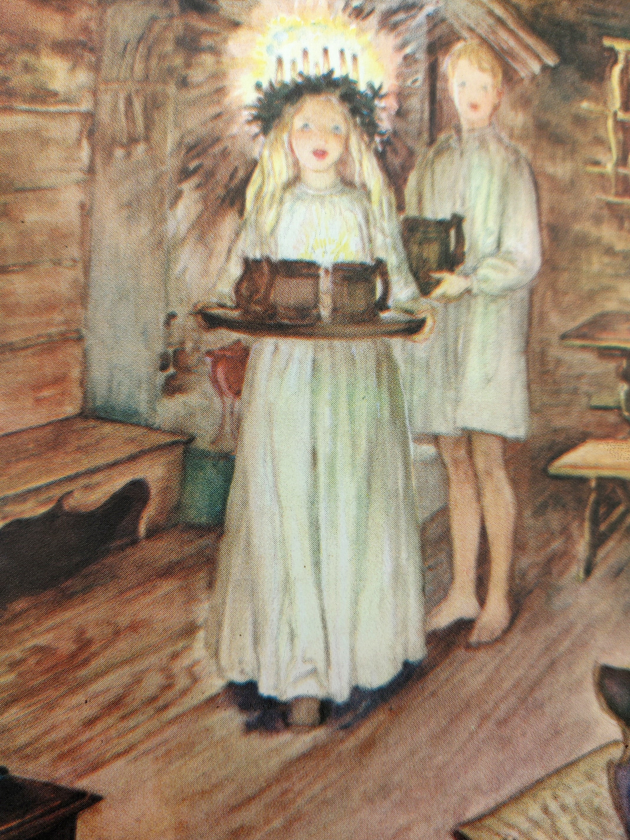 Illustration of a St. Lucia celebration from Elin's Amerika (1941) by Marguerite de Angeli