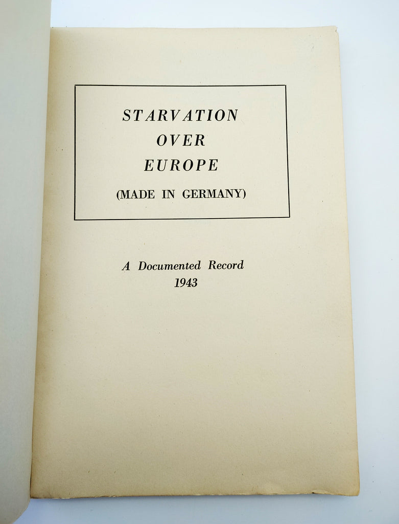 Title page of the first edition of Starvation Over Europe (1943)