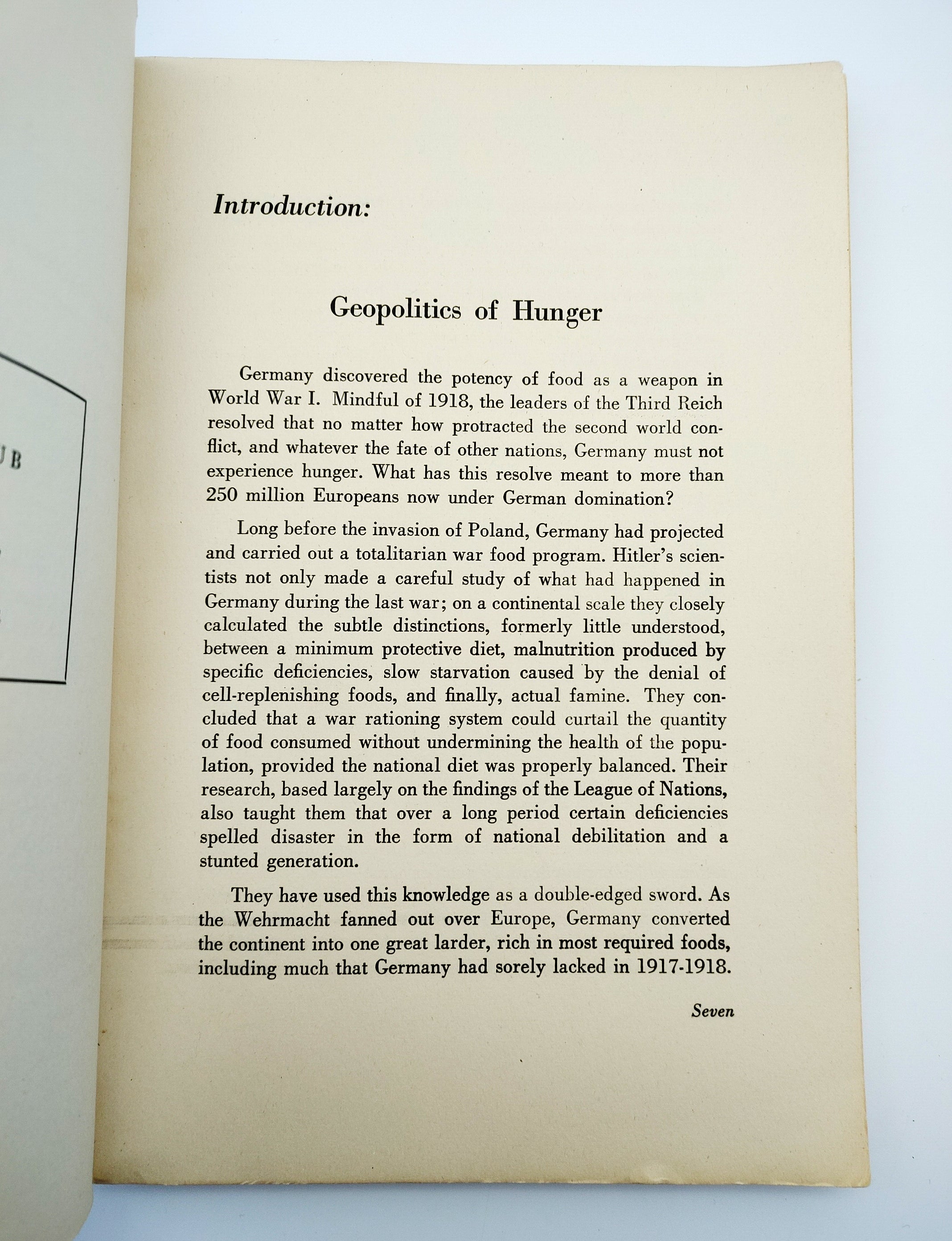 Introduction to the first edition of Starvation Over Europe (1943)