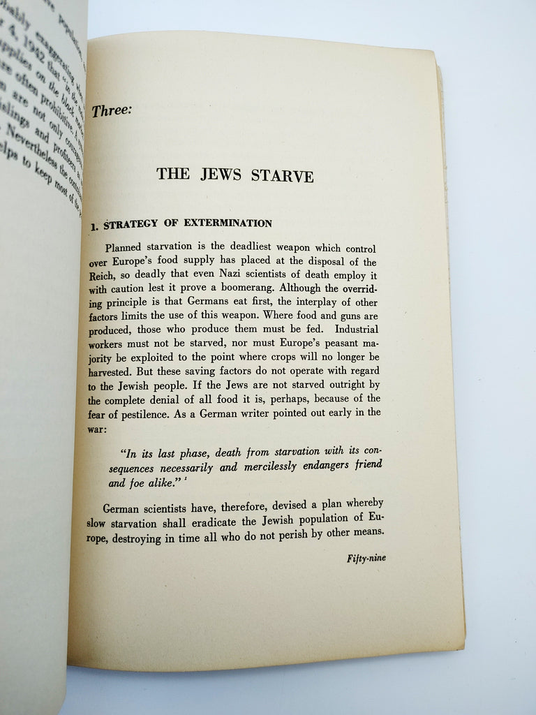 Chapter on the starvation of the Jews from the first edition of Starvation Over Europe (1943)