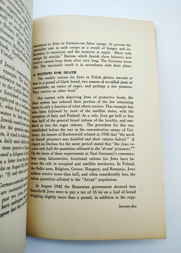 Death rations chapter about the Jewish ghettos and Buchenwald from the first edition of Starvation Over Europe (1943)