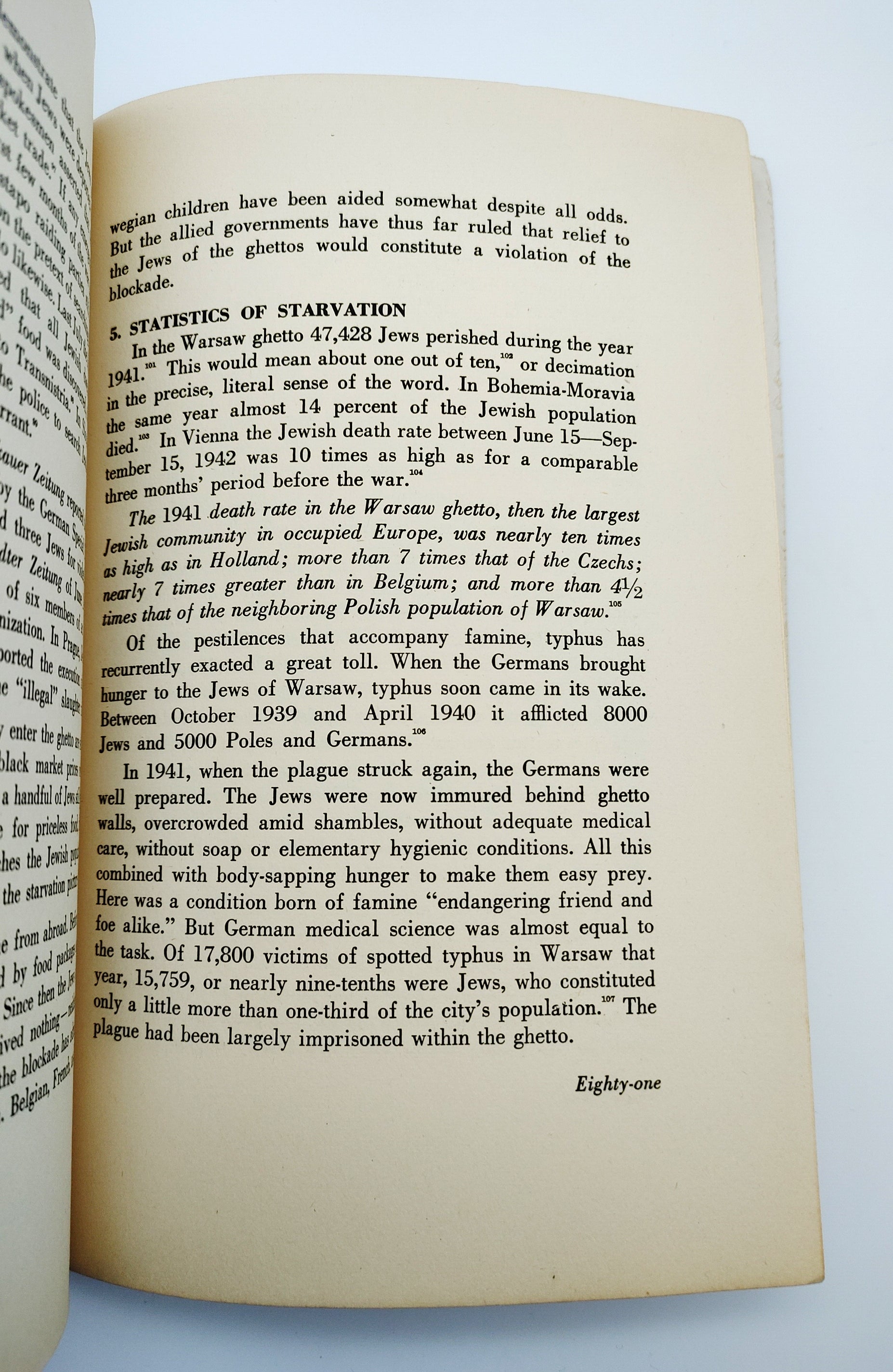 Starvation statistics in the Warsaw ghetto from the first edition of Starvation Over Europe (1943)