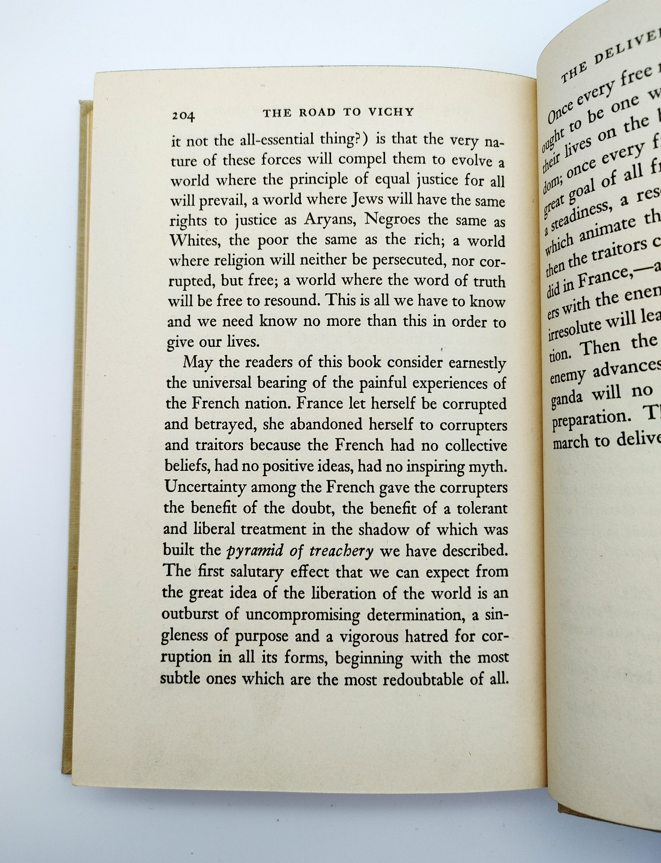 Page 204 on France's downfall from the first edition of Yves Simon's Road to Vichy (1942)