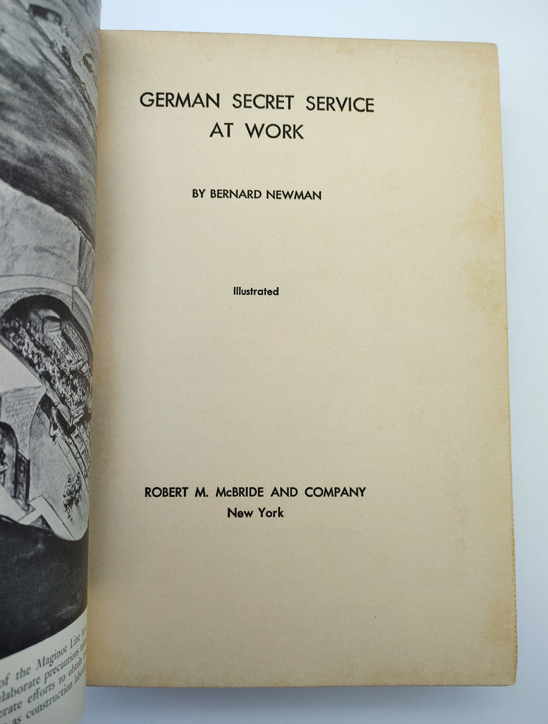 Title page of the first edition of Bernard Newman's German Secret Service at Work (1940)