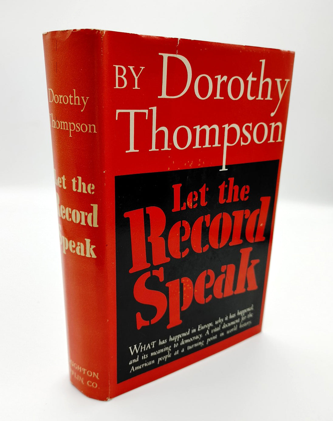 first edition of Dorothy Thompson's Let the Record Speak (1939)