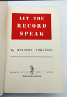 Title page of the first edition of Dorothy Thompson's Let the Record Speak (1939)