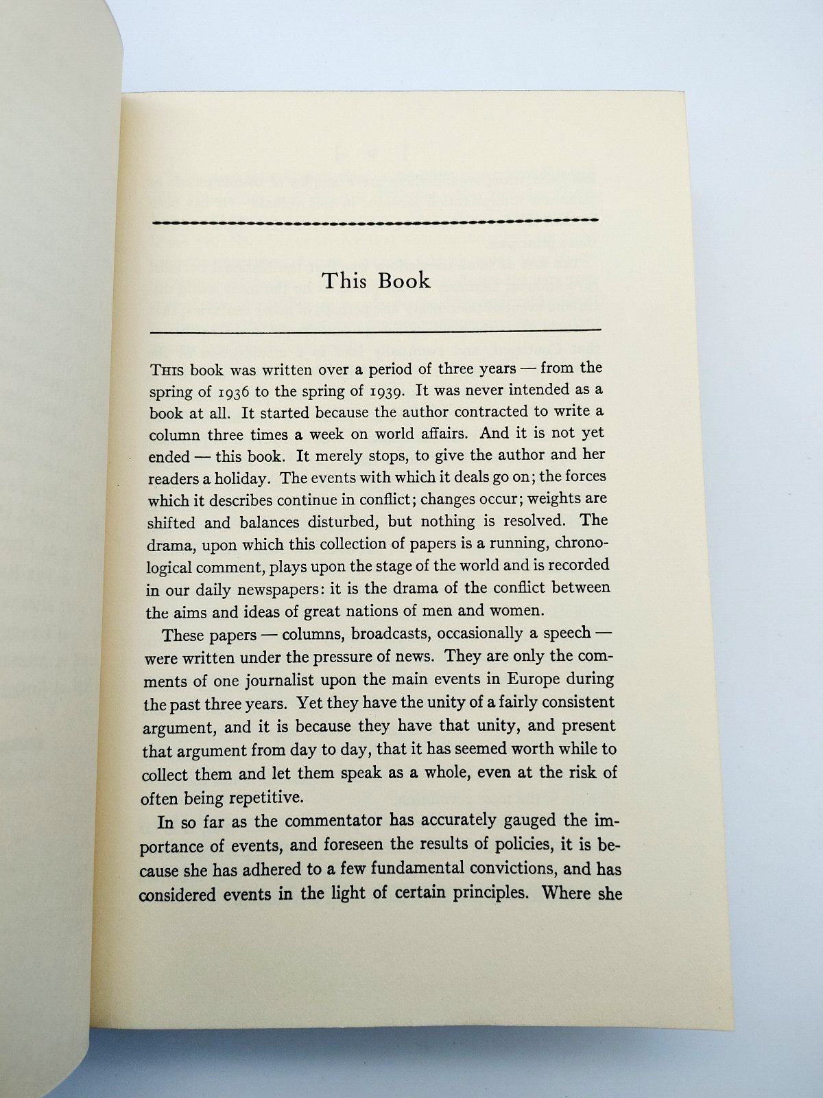 Introduction to the first edition of Dorothy Thompson's Let the Record Speak (1939)