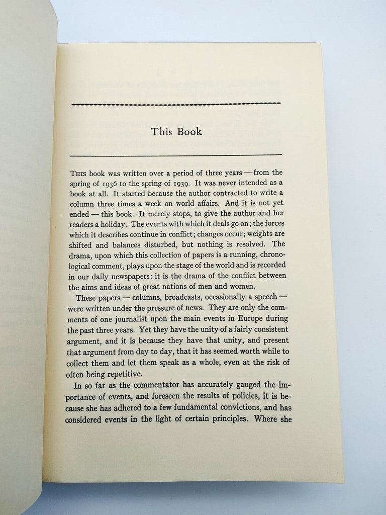 Introduction to the first edition of Dorothy Thompson's Let the Record Speak (1939)